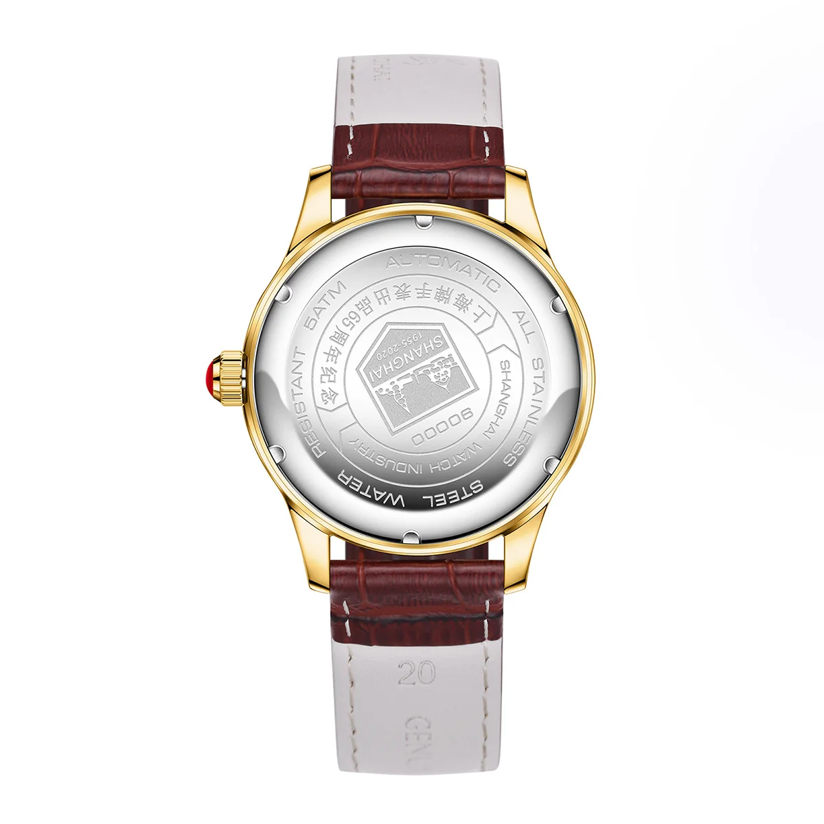 Shanghai Watch 18K Gold Star Men's Dress Watches 41mm Sapphire Crystal Automatic Mechanical Watches Calendar Leather Strap S8933