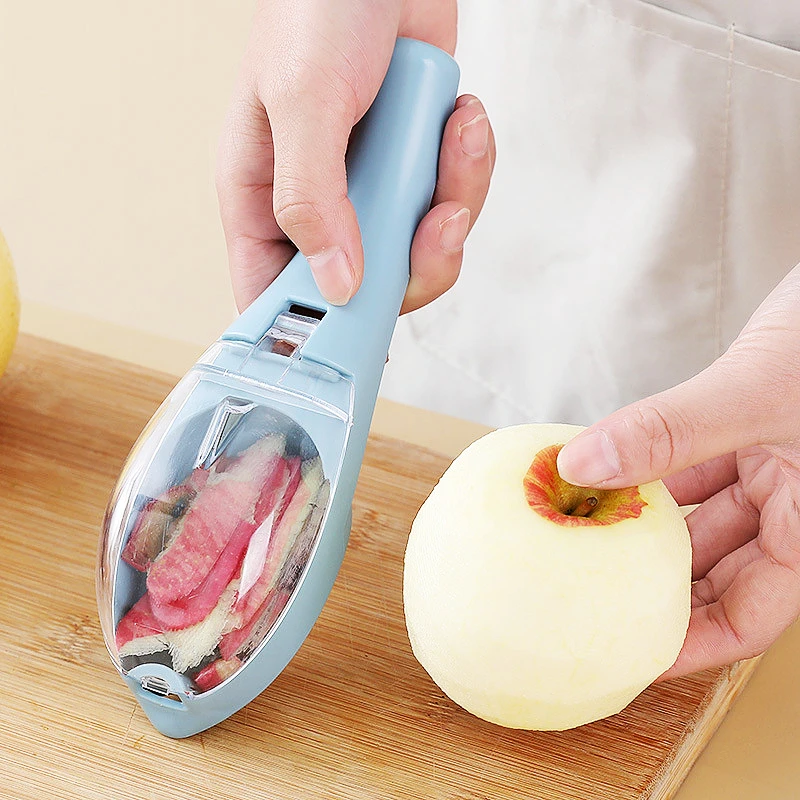 Vegetables Peeler with Container Multifunctional Potato Cutter Slicer Paring Knife with Storage Case Kitchen Tool Gadget