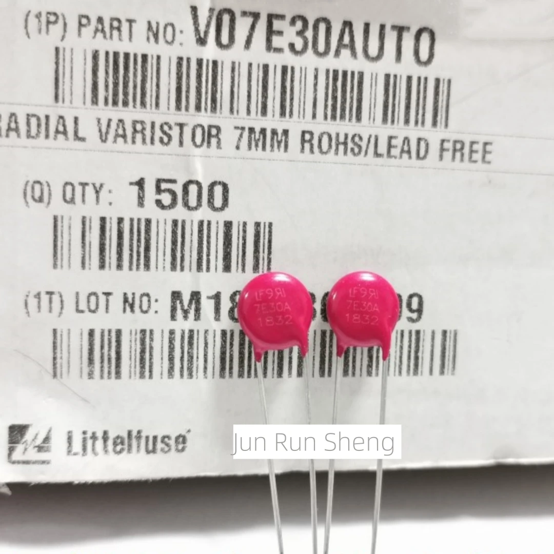 Litteifuse-Varistor rojo Original para coche, accesorio de alta calidad para V07E30AUTO 7E30A, 47V 800A 7MM, Reóstato AC30 DC34 70pF MOV V07E30P, 1/10/20 piezas