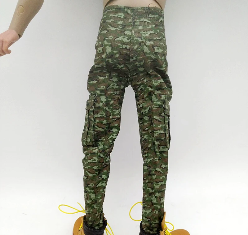 Pantalones de camuflaje de soldado masculino a escala 1/6, modelo de pantalones verdes para 12 pulgadas, juguetes de figuras de acción