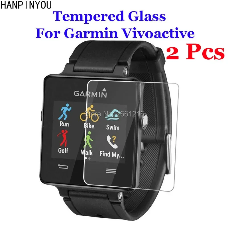 2 Pcs/Lot For Garmin Vivoactive SmartWatch Tempered Glass 9H 2.5D Premium Screen Protector Film For Garmin Vivoactive (Not HR)