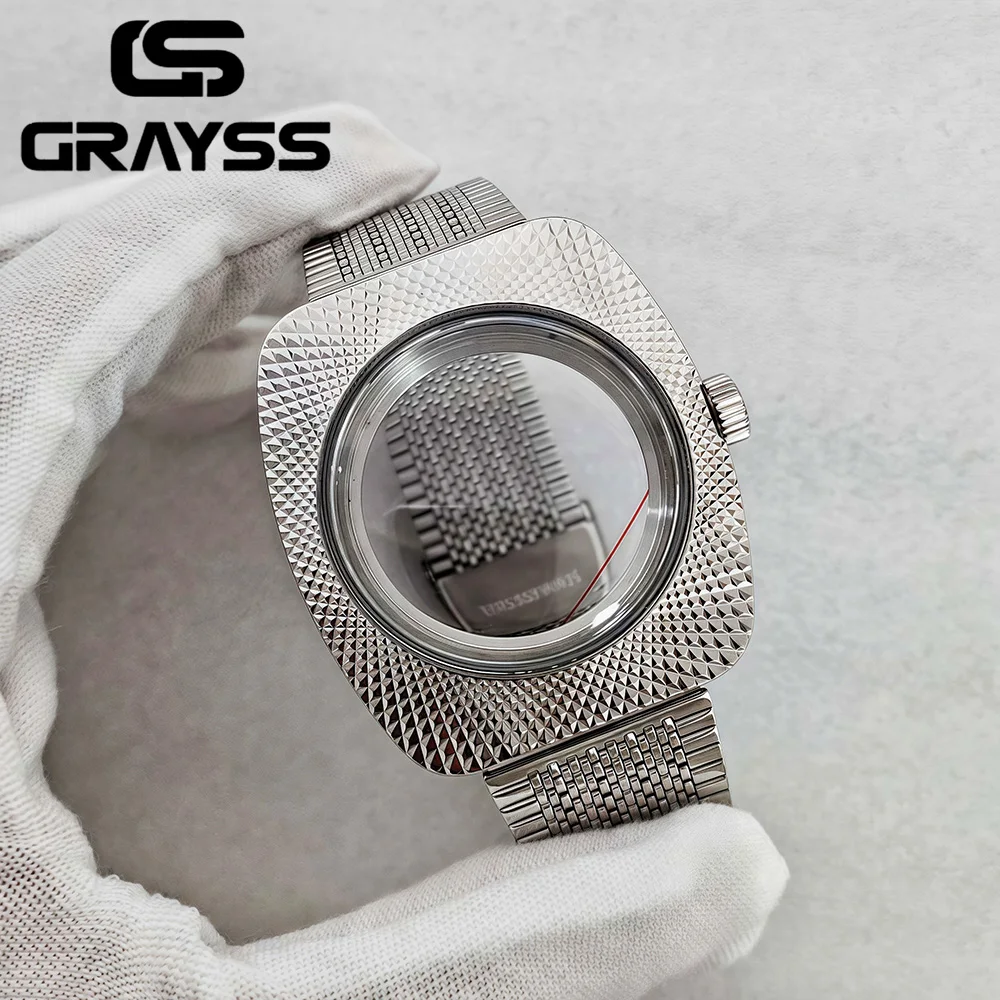 NUOVO Doppio Modello di Vetro A Cupola Intaglio Cassa di Orologio Accessori 36.5 MILLIMETRI * 41 MILLIMETRI Cassa Per Seiko NH35 NH36 NH70 Movimento Cassa Dell'orologio