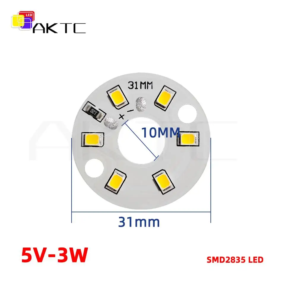 10 Teile/los Runde LED-Lichtplatine DC 5 V 3 W Niederspannung 5730 2835 SMD 6 LEDs 3000 K Warm oder Weiß 6000 K Dimmbare Glühbirne Lampenpanel