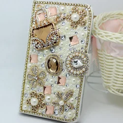 Leather Flip Wallet Phone Case for Samsung Galaxy, Glitter Bling, Rhinestone Diamond, Pearl, Luxury, S24 S21 FE, S22, 23, Note20