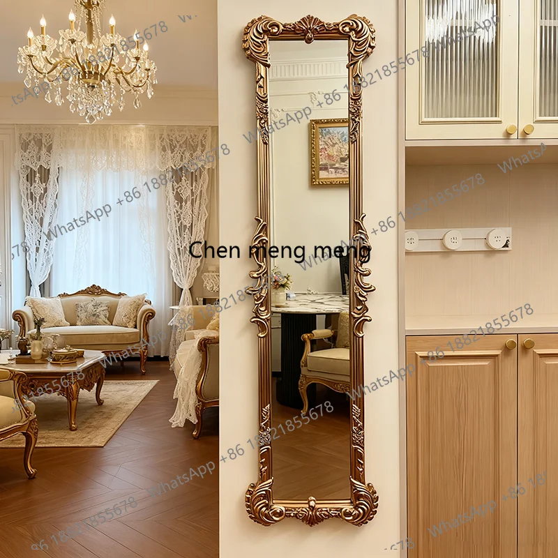 

Retro full-body mirror European classical wall-mounted American porch decorative French dressing mirror