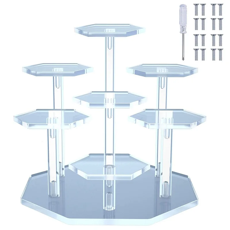 7-Tier Clear Acrylic Display Stand For Model Toy Action Figure Showcase Jewelry Organizer Holder Perfume Cosmetic Display Rack