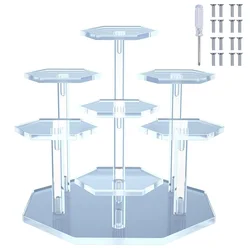 Acrílico claro Display Stand para Modelo Toy, Action Figure Showcase, Organizador de Jóias, Suporte Cosmético, Perfume Rack, 7-Tier