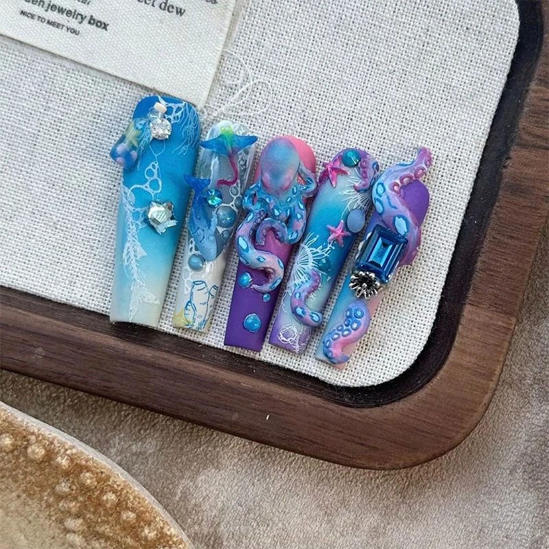 3D Silicone Transparent Nail Mold Bunny Strawberry Ocean Octopus Cartoon Rabbit Flower DIY Nail Art Decor Manicure Design Tool