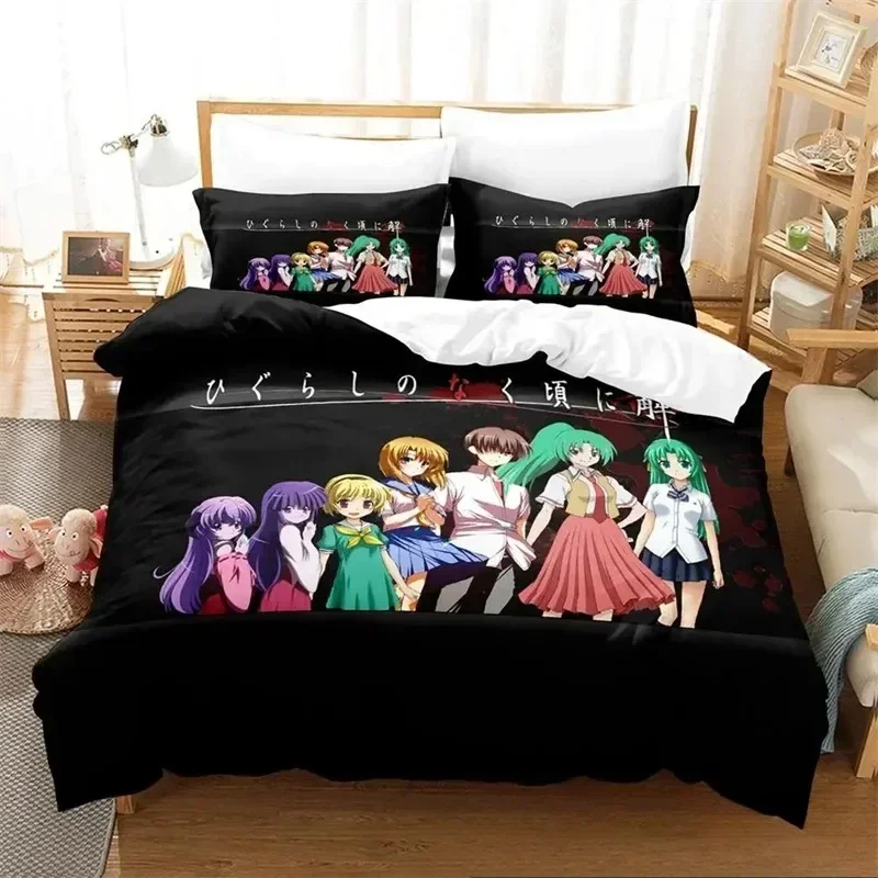 

Higurashi When They Cry 3D NEW Duvet Cover Pillowcase Bedding Set Adult Boy Girl Bedroom Decoration Children Single Double Large