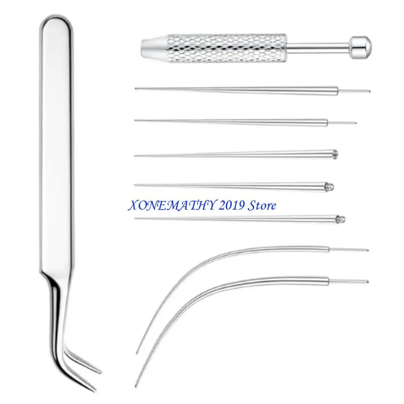 F42F Portable Piercing Set Includes Curved Needle Sensitive Skin