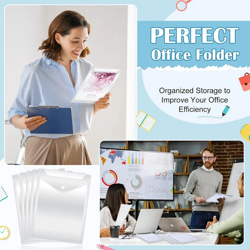 50Pcs Sticker Photo Storage Folder Clear Envelope Bag For School Home Office 7.08 X 9.44Inch