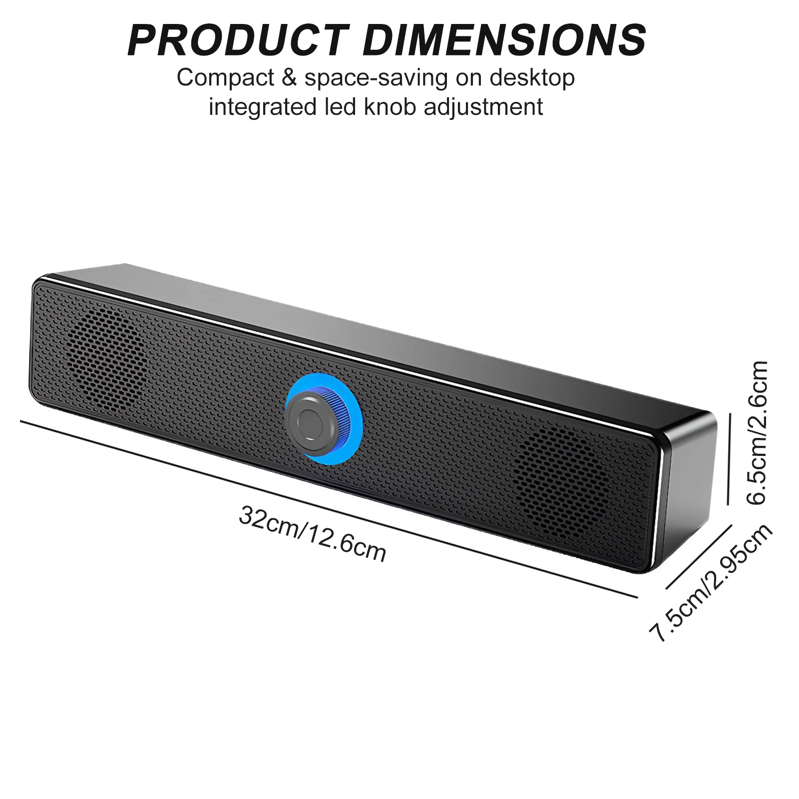 Wired Mini Stereo Sound Bar Portable Home Soundbar System 4D Surround Compact Sound Bar for TV PC Laptop Gaming Home Theater view 6