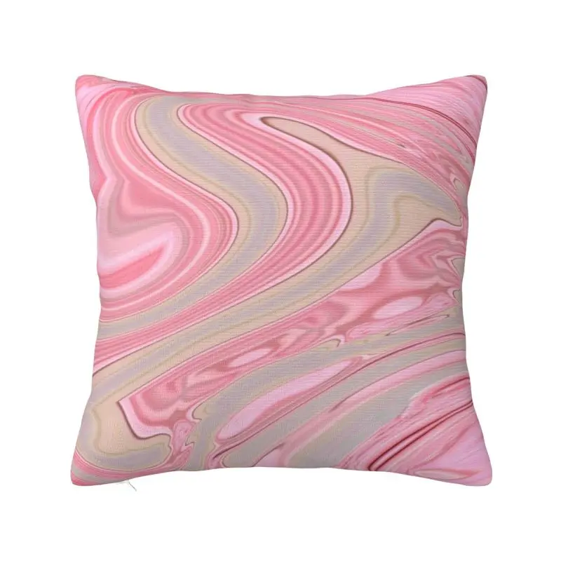 Custom Girly Elegant Pastel Colors Pink Marble Swirls Cushion Cover 40x40cm Soft Throw Pillow Case for Car Square Pillowcase