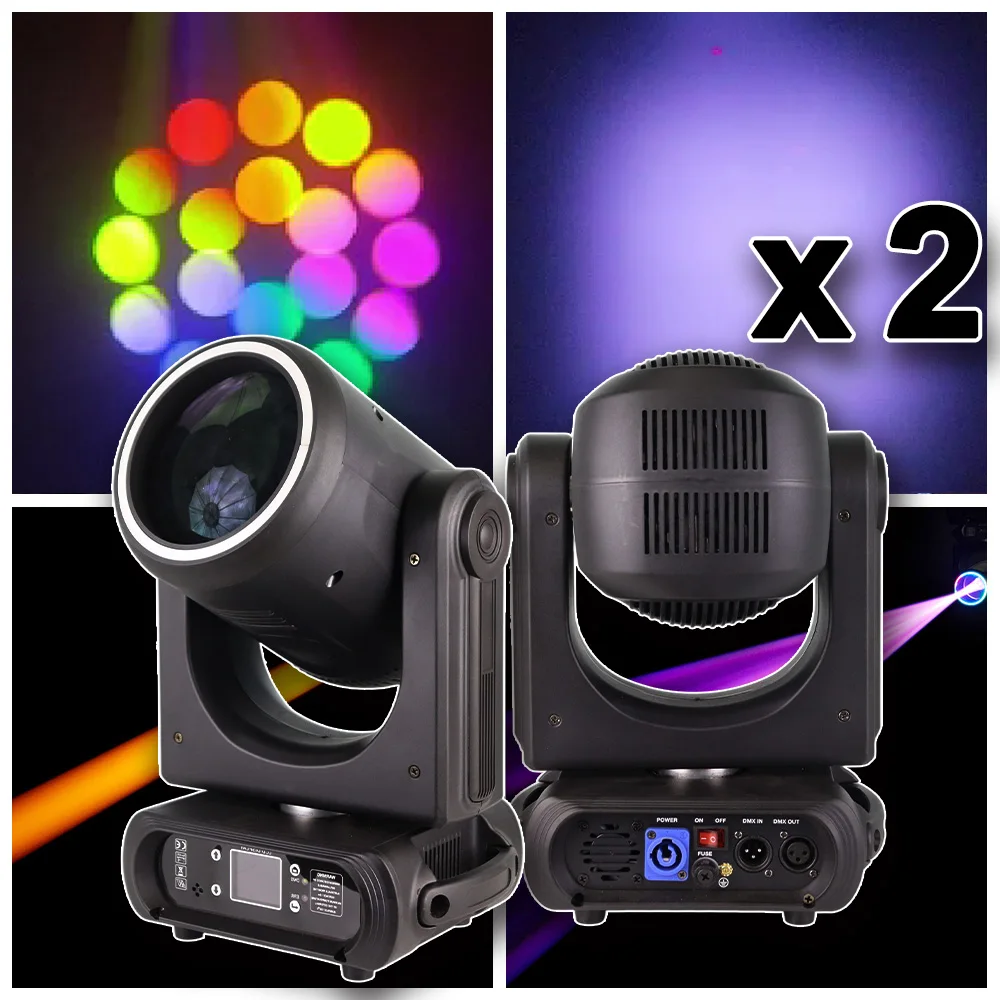 2Pcs/lot 250W LED Beam Gobo Moving Head Lighting SMD Ring Frost Focusing Effect For Dj Disco Club Music Sound DMX512 Control