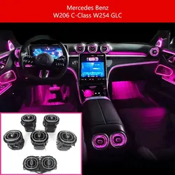 Air Conditioning Vent Nozzle 64 Color LED for Mercedes Benz C- Class W206 S206 2022+ Turbo Air Outlet Ambient Light Atmospher