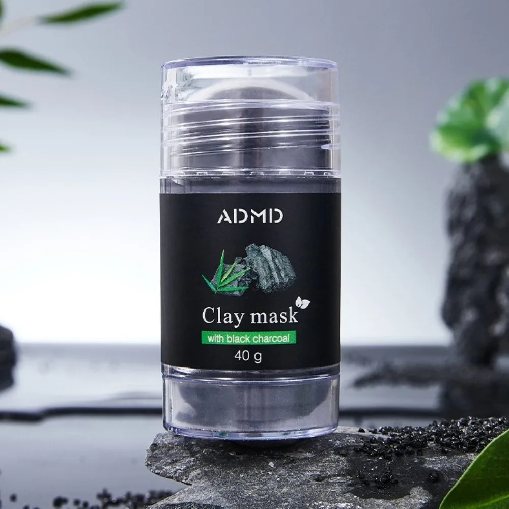 Masque de boue au charbon de bambou à Adsorption profonde, 2 pièces, bâton absorbant l'huile, raffinage des pores, masque de boue pour points noirs, élimination des points noirs