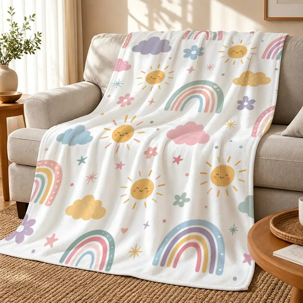 Rainbow Sunshine cute Throw Blanket for Home Bedroom Bed Sofa Children's Soft Blanket Cute