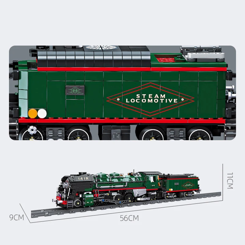 

Совместим с LEGO French 141R Ретро паровой поезд, строительные блоки, модель железнодорожного автомобиля, кирпичи, игрушки