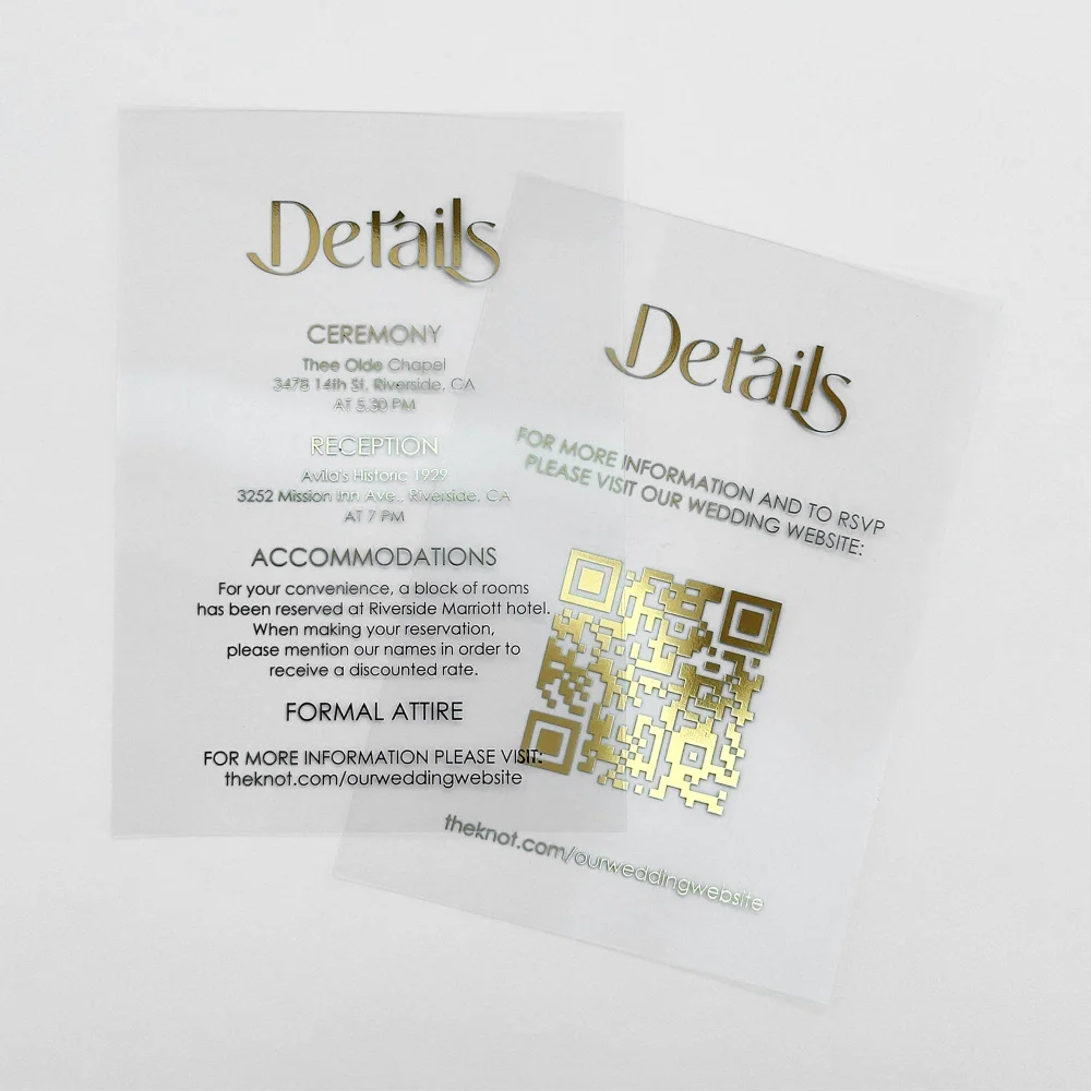 20pcs Wedding Table Card Custom Wedding Invitations Gold Foil Details Card Qr Code Thank You Card Ceremony Wedding Party Decor