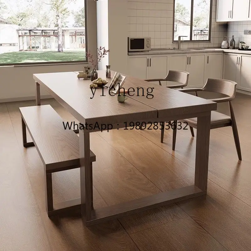 New Living Room Table Household Solid Wood Dining Table Small Apartment Rectangular Multi-Functional Dining Table
