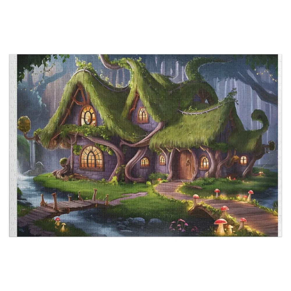 Fantasy house in the forest - Puzzle Jigsaw Puzzle Wooden Adults Wood Animals Christmas Toys Personalize Puzzle