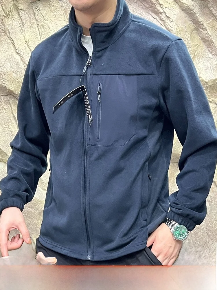 

Outdoor Men's Jaet Thermal Loing Warmth Splicing Stand Collar Autumn Winter Polyester Fiber Zipper Closure Long Sve