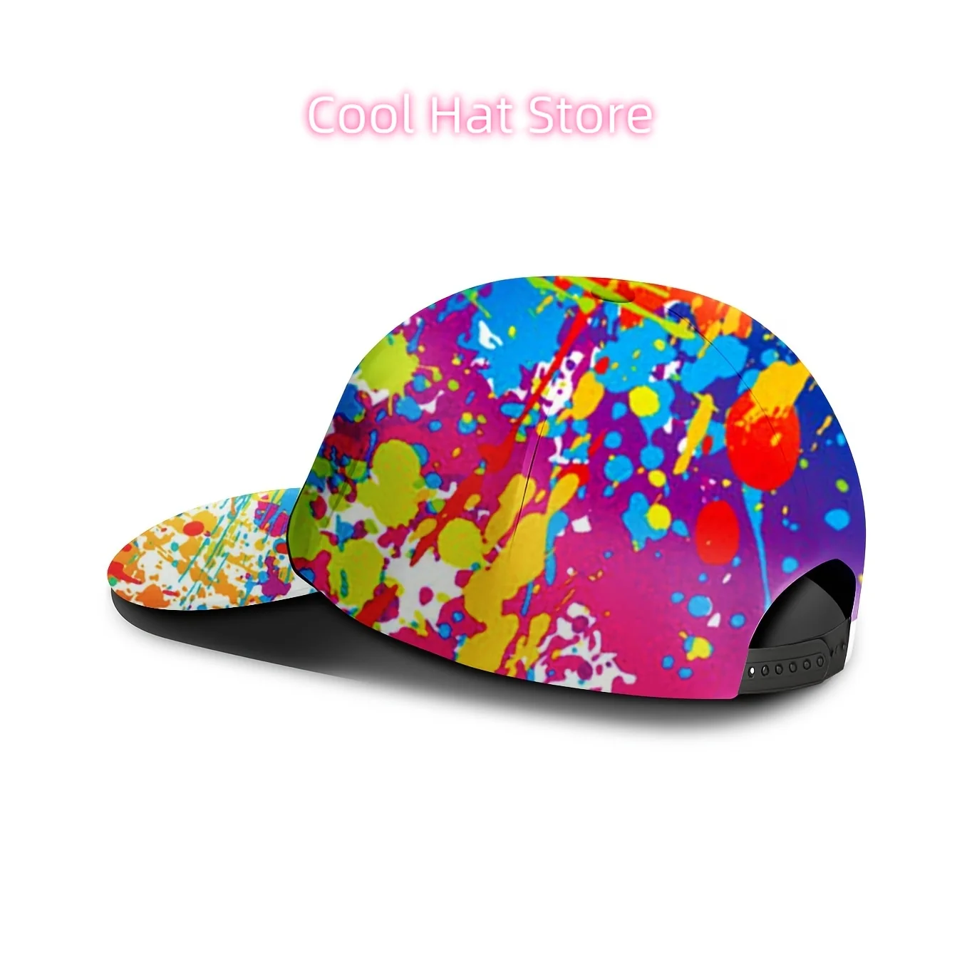 Unisex Rainbow Splash Printed Baseball Cap with Adjustable Strap - Funky Graffiti Streetwear Hat Suitable for Outdoor Travel, Da