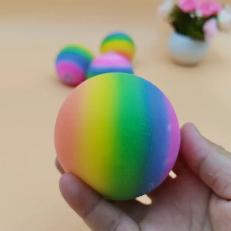 Creative Gradient Rainbow Flour Stress Relief Ball Toys Squeeze Slow Rebound Prank Ball for Kids Finger Training Toy Ball Gifts