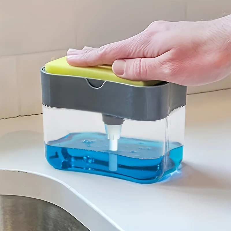 1 PCS Fashionable Kitchen Detergent Dispenser and Sponge Holder, Equipped with Leak Proof Pump Head Soap Dispenser Storage