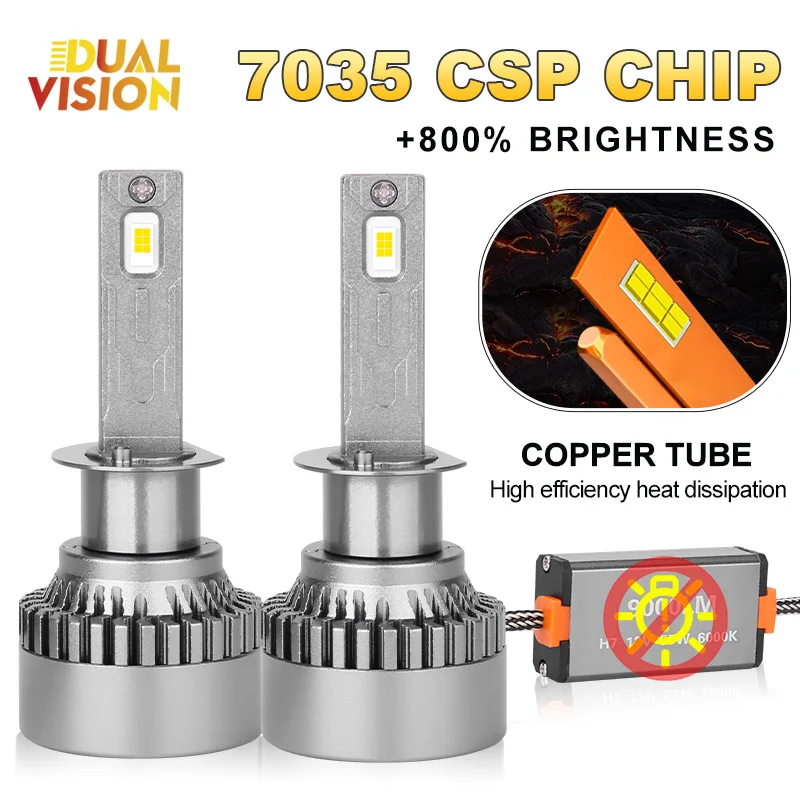 

2Pcs H1 LED Canbus Headlights Auto Fog Lights High Power 7035 CSP Super Bright 6000K Cold White Fog Light 12V