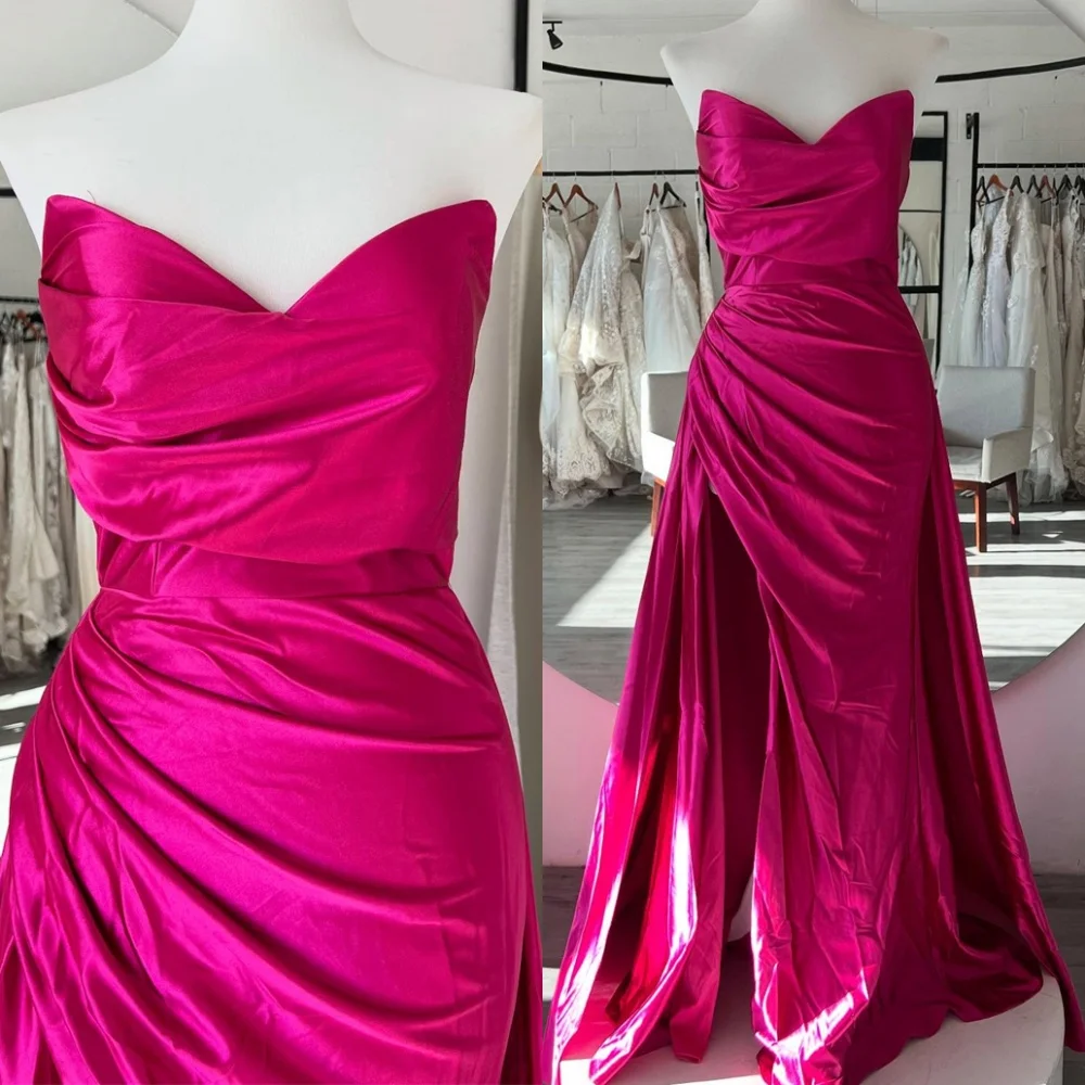 

Customized Mermaid Dresses 2025 Woman High Quality Satin Evening Dress Temperament Strapless Sleeveless Bespoke Occasion Gowns
