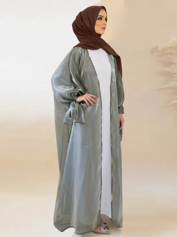 Moyen-Orient musulman transfrontalier arabe Cardigan sangle nœud Abaya Robe Cw26588