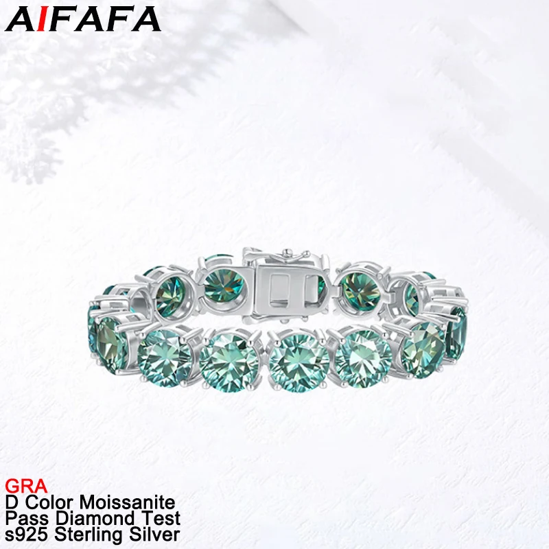 

1-каратный браслет с цепочками для тенниса с муассанитом и бриллиантами, высокое качество, зеленый, белый, 6,5 мм, все ручные цепочки с муассанитом, изящные ювелирные изделия