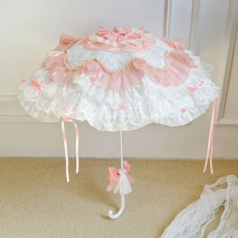 Lolita lace umbrella cherry blossom tree pink wedding tea party shooting finished product lo umbrella material package