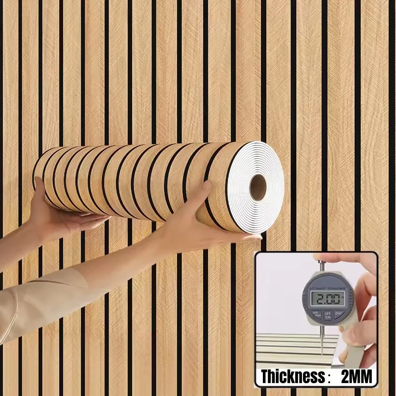 10Mx40cm Self Adhesive Wall Wallpaper Faux Wood Grain Wall Panels for Interior Decor Thicken Foam Self-Adhesive Wallpapers Home