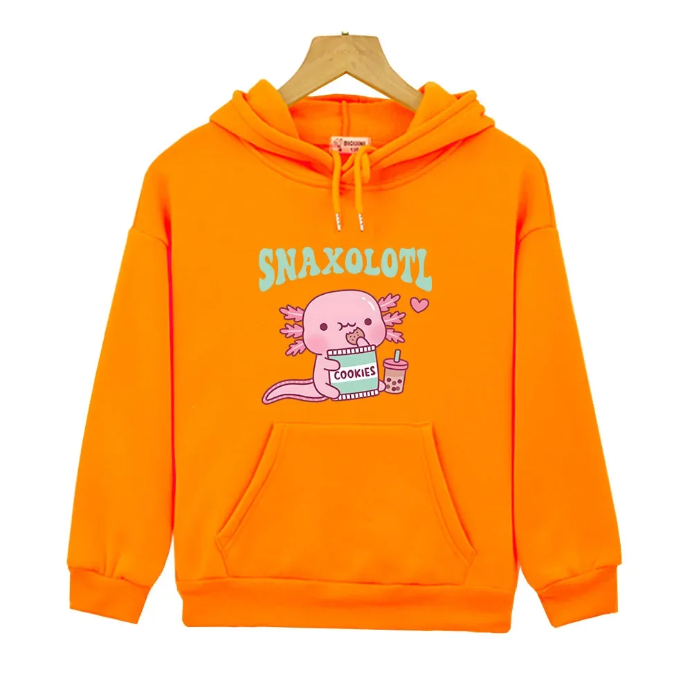 Funny Snaxolotl Snack A Lotl Like The Axolotl Hoodie Cartoon Print Sweatshirt Girl Clothing Y2k Winter Pullover Kids Clothes Boy