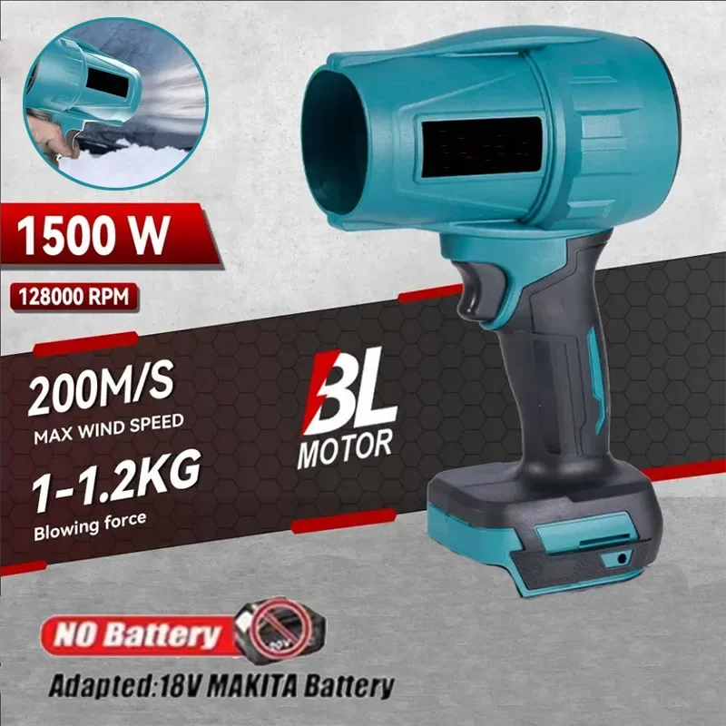 1500W Borstelloze Elektrische Turbo Blowers 200 M/s Gewelddadige Auto Droger Handheld Stofstraal Ventilator Sneeuw Removal Tool Voor Makita 18V Batterij