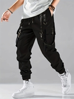 Fashion Men's Casual Techwear Drawstring Multi Flap Pockets Cargo Pants Hip hop Joggers Pant