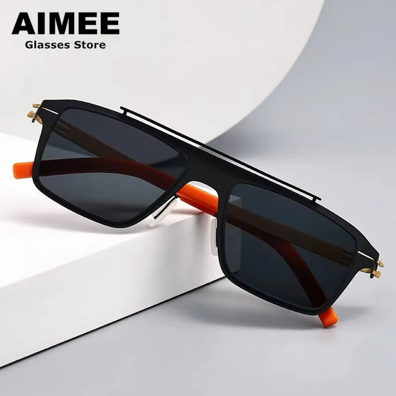 Germany Brand Polarized Sunglasses Stainless Steel Anti-reflection UV400 Sun Glasses Men Women Ultralight Square Eyeglasses Gafa