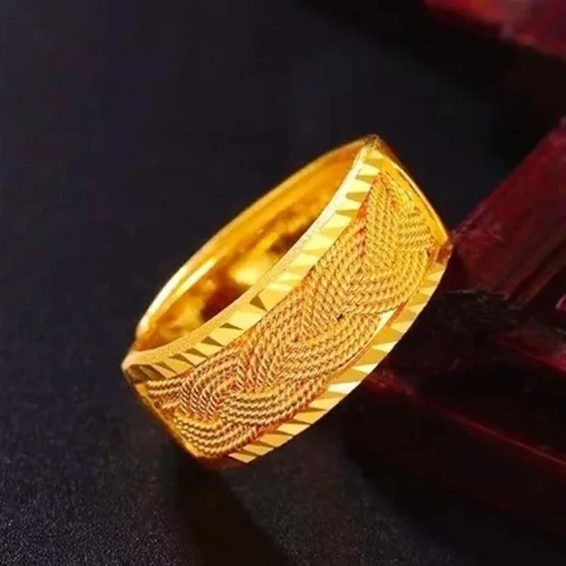 Women's 24K Gold (AU999) Twist Adjustable Wealth Ring | Openwork twist pattern, micro-diamond glow with magnetic adjuster