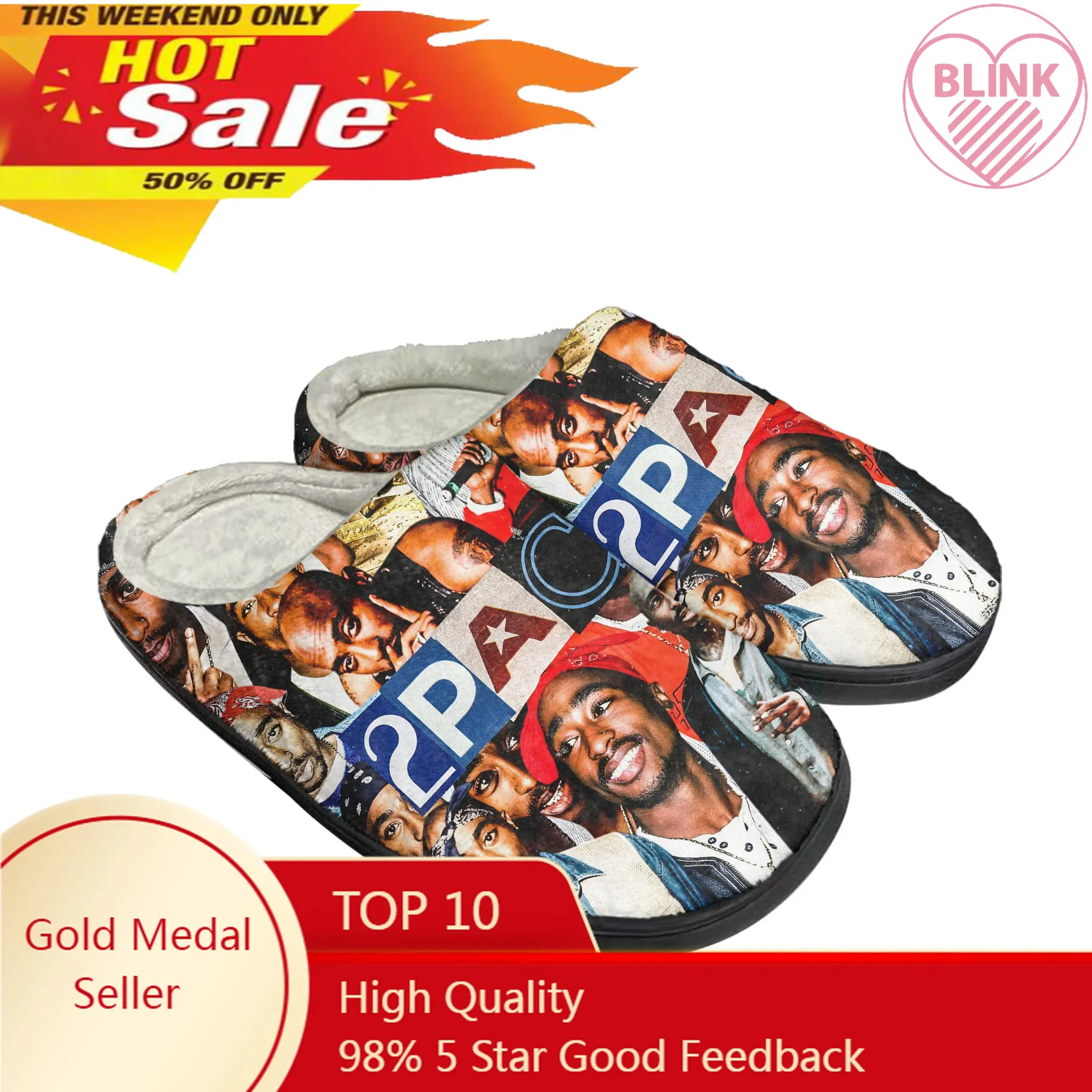 

Rap 2Pac Tupac Home Cotton Custom Slippers Mens Women Sandals Plush All Eyez on Me Casual Keep Warm Shoes Couple Thermal Slipper