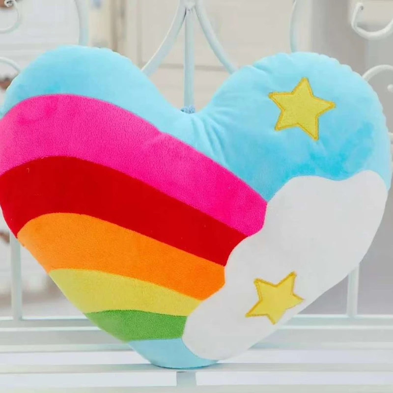 Creative Rainbow Love Cushion Sofa Pillow Cloud Heart Couple Hairy Cushion Soft Plush Pillow Smooth Fabric Birthday Gift