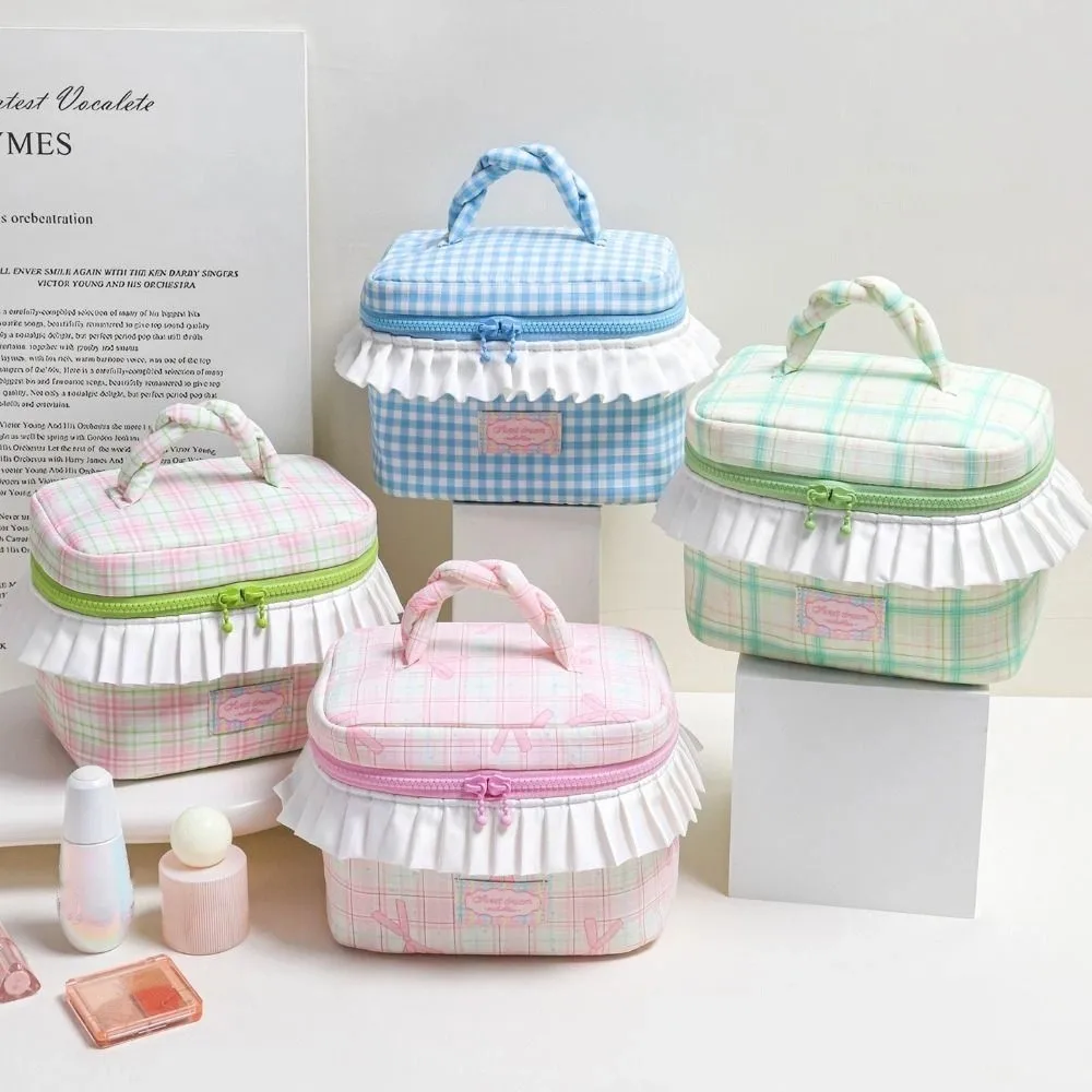 

Storage Bag Dopamine Color Portable Cosmetic Bag Kawaii Square Handheld Cosmetic Case Zipper Organizer Case Toiletry Bag Travel