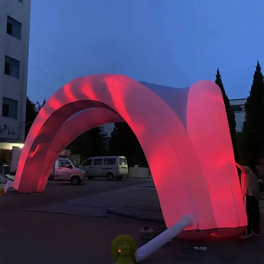 Giant Inflatable Arch Tent with Color Change LED Light Air Blow Nightclub Outdoor Event Decoration Props for Promotion