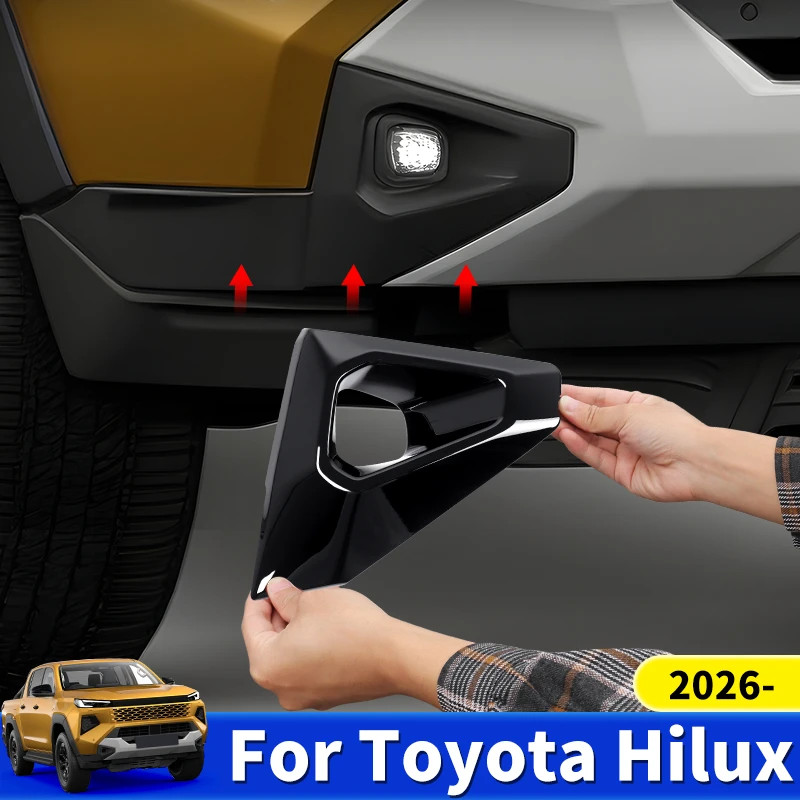 

For Toyota 2026 Hilux Pickup Truck Front Fog Lamp Grille Cover Trim ABS Black Accessories Car Styling Exterior Accessories Parts