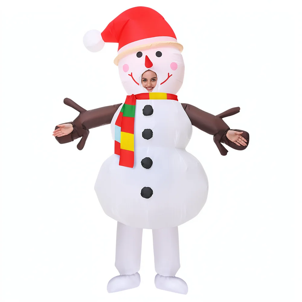 Adult Kids Inflatable Santa Costume Funny Christmas Tree Snowman Suit Cosplay Holiday Party Performance Outfit Clothing