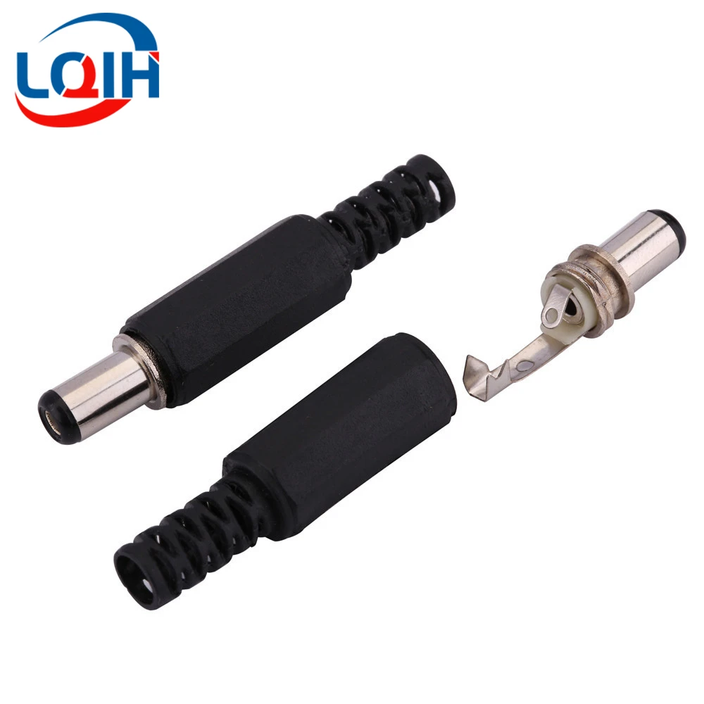 10Pcs DC Connectors 5.5x2.1mm 3.5x1.3mm DC Power Plug Male Female Jack Socket Nut Panel Mount DC Power Adapter Connector 5.5*2.1