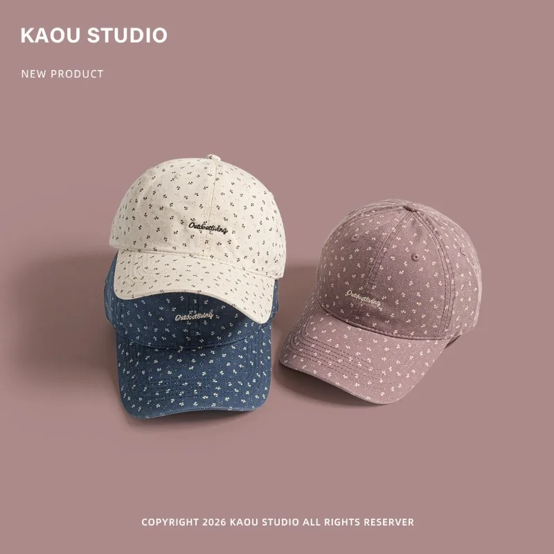 Ins Fresh Little Floral Baseball Caps for Women Spring and Summer Travel Sunscreen Versatile Atmosphere Sweet Literary Sun Hat