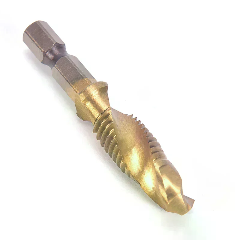 M3-M10 Hex Shank Titanium Plated HSS Hand Screw Thread Metric Tap Drill Bits