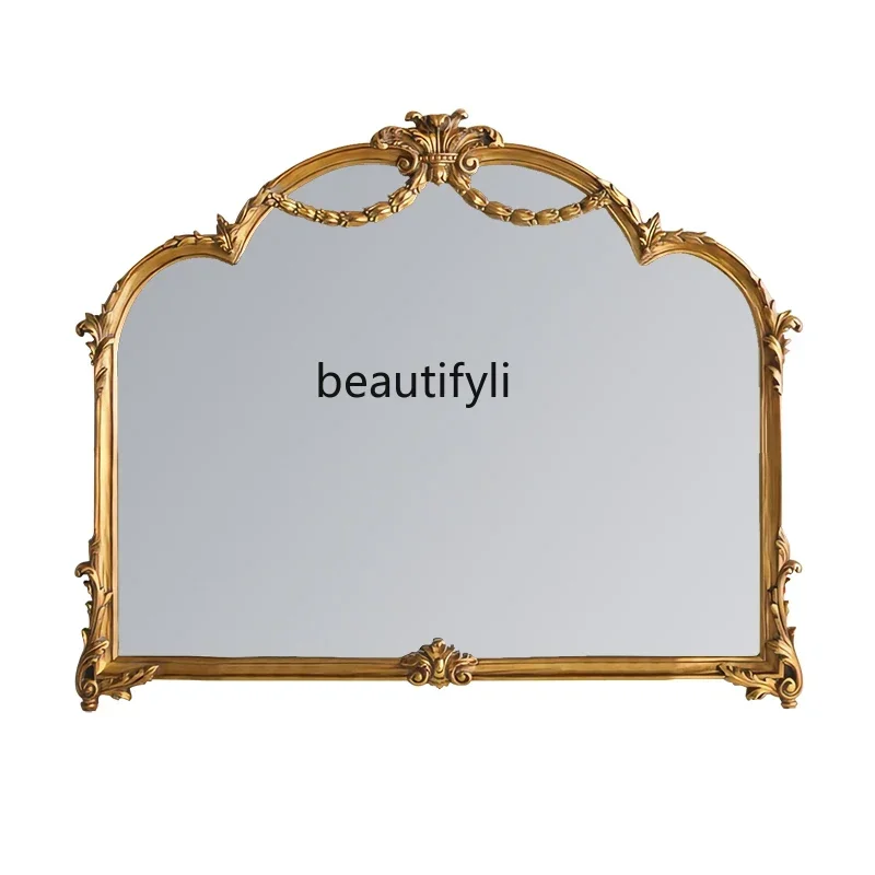 

SS NewFrench Vintage Carved Makeup Mirror Bathroom Bedroom LED Bathroom Mirror Bathroom European Mirror